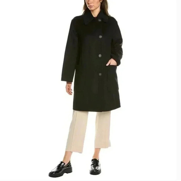 NWT Vince Asymmetrical Button Front Recycled Wool Blend Black Car Coat Large - Picture 1 of 12